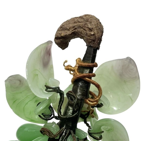 Vintage 1950s Peking Art Glass Chinese Jade Grape Cluster with Leaves Green Rare - Picture 7 of 9